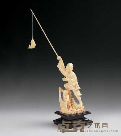 象牙渔翁摆件 高32cm